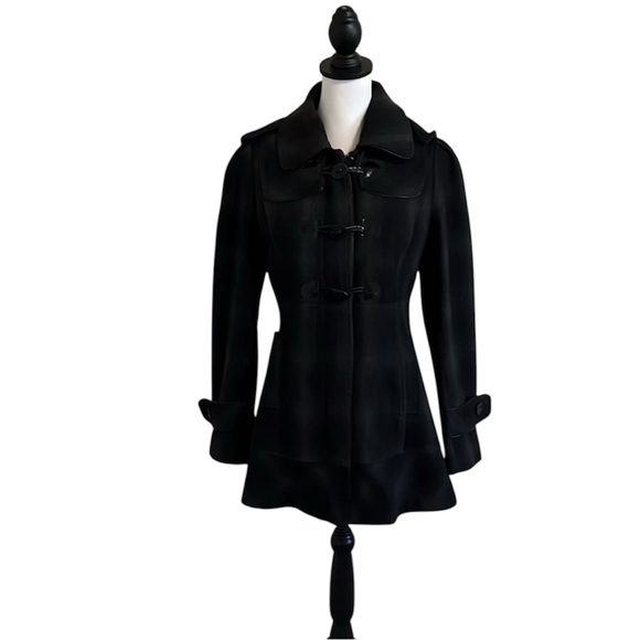 Black Rivet, Black/Gray Lined Long Sleeve Wool Coat, size Small - Picture 2 of 5
